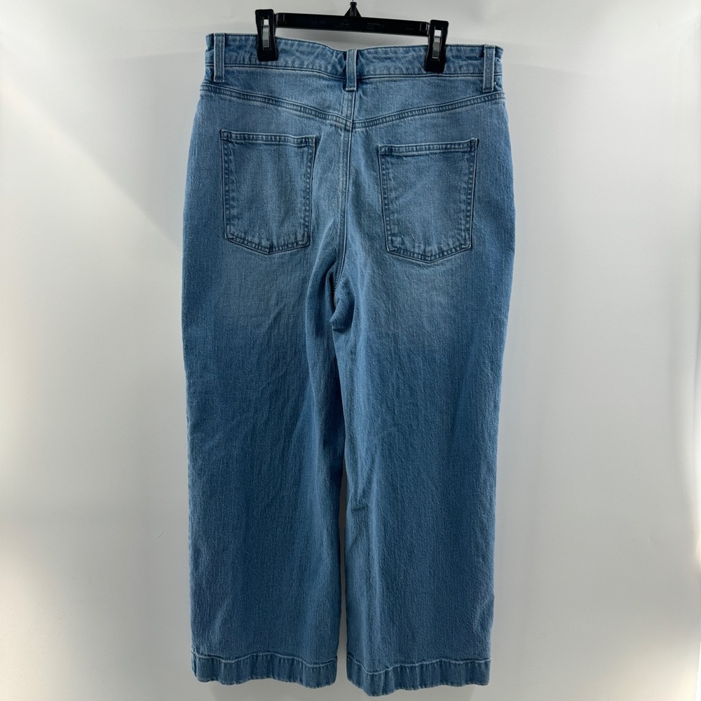 Talbots Wide Leg Crop Jeans | Embroidered Floral Eyelet | Medium Wash | Size 10 - Picture 7 of 9